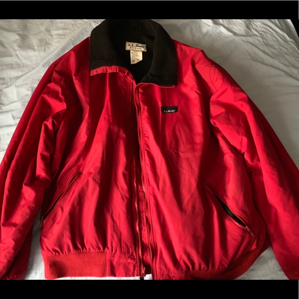 Vintage LL Bean Warm Up Jacket Sz XL Red Fleece